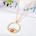Gold Tone Open Circle Lash Evil Eye Pendant Necklaces view 5