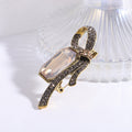 Crystal Ribbon Loop Brooch with Polished Metal and Decorative Accents view 7