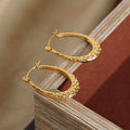 Hammered U Shape Hoop Earrings Gold Or Steel Finish view 4