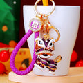 Crystal Lion Dance Keychains with Coin Details in Seven Colors view 2