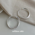 Silver Tone Layered Texture Large Round Hoop Earrings For Women view 6
