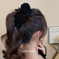 Black Glitter Velvet Flower Bow Large Hair Claw Clip view 4