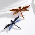 Blue Silver Tone Dragonfly Crystal Enamel Two Designs Metal Brooch Pin view 5