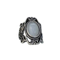 Opalescent Oval Scrollwork Filigree Ring In Antiqued Silver Tone view 5