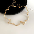 Sculptural Wavy Metal Collar Necklace in Two Colors view 6