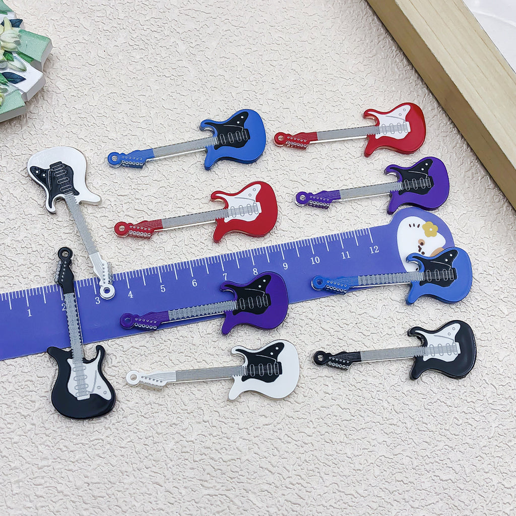 Double Sided Printed Acrylic Guitar Charm Pendant for DIY Bracelets Necklaces Keychains