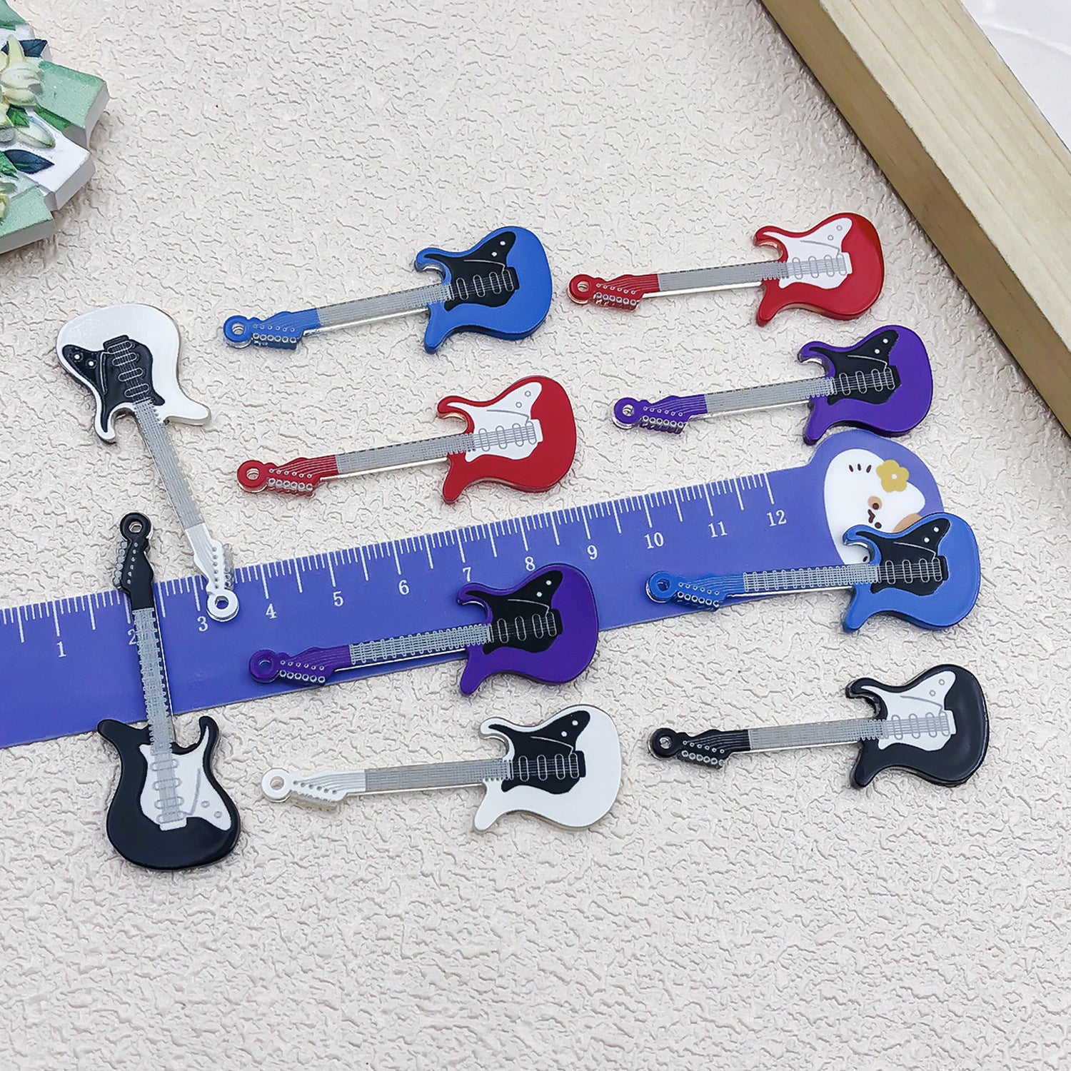 Double Sided Printed Acrylic Guitar Charm Pendant for DIY Bracelets Necklaces Keychains
