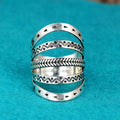 Antique Silver Multi Band Geometric Stack Style Ring view 1