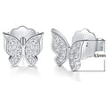 Silver Butterfly Clear CZ Pave Stud Earrings Metal view 2