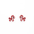 Four Red Gold and Silver Rocking Horse Stud and Dangle Earrings view 5