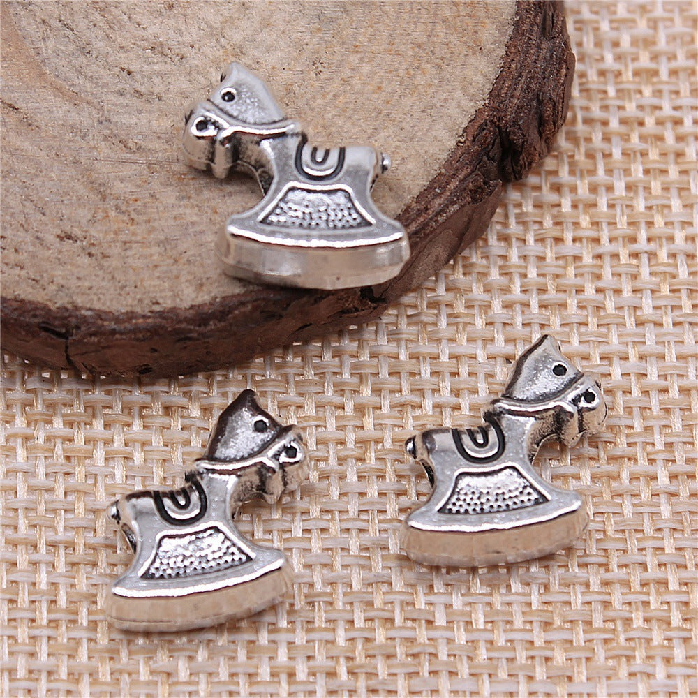 16x15x6mm 2.9g Antique Silver Zinc Alloy Rocking Horse Large Hole Beads for DIY Bracelet Jewelry Making
