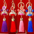 Jeweled Lucky Crab Tassel Keychains in Four Colors plus Assorted Option view 1