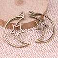 Openwork Crescent Moon and Star Metal Frame Pendant view 4