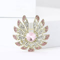Gold Crystal Petal Flower Brooch Pink Yellow Center view 2