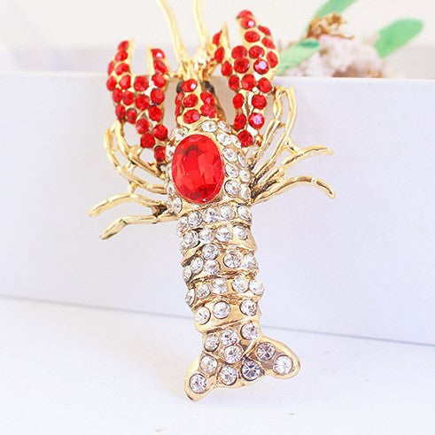 Crystal Rhinestone Large Lobster Keychain Animal Car Key Ring Bag Charm