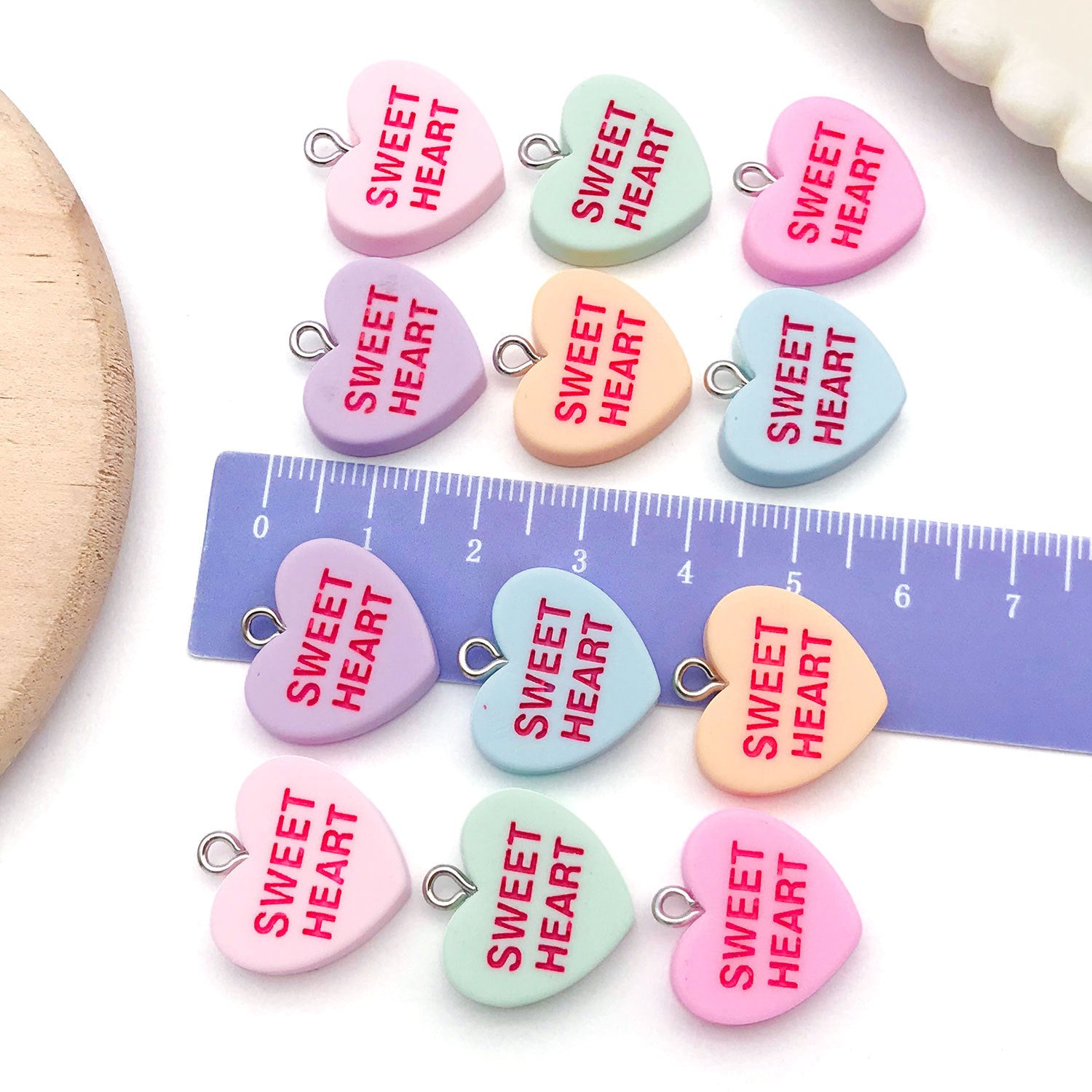 Resin Colorful Letter Heart charm pendants for DIY necklace keychain jewelry making