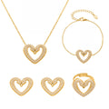 Gold Double Swan Open Heart Zircon Necklace Bracelet Earrings Ring view 5