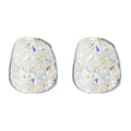 Silver Irregular White Crushed Glass Crystal Stud Earrings view 5