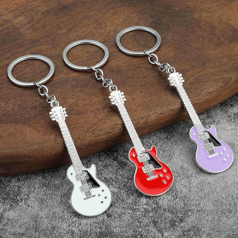 Metal Enamel Guitar Keychain Gift Bag Charm Accessory