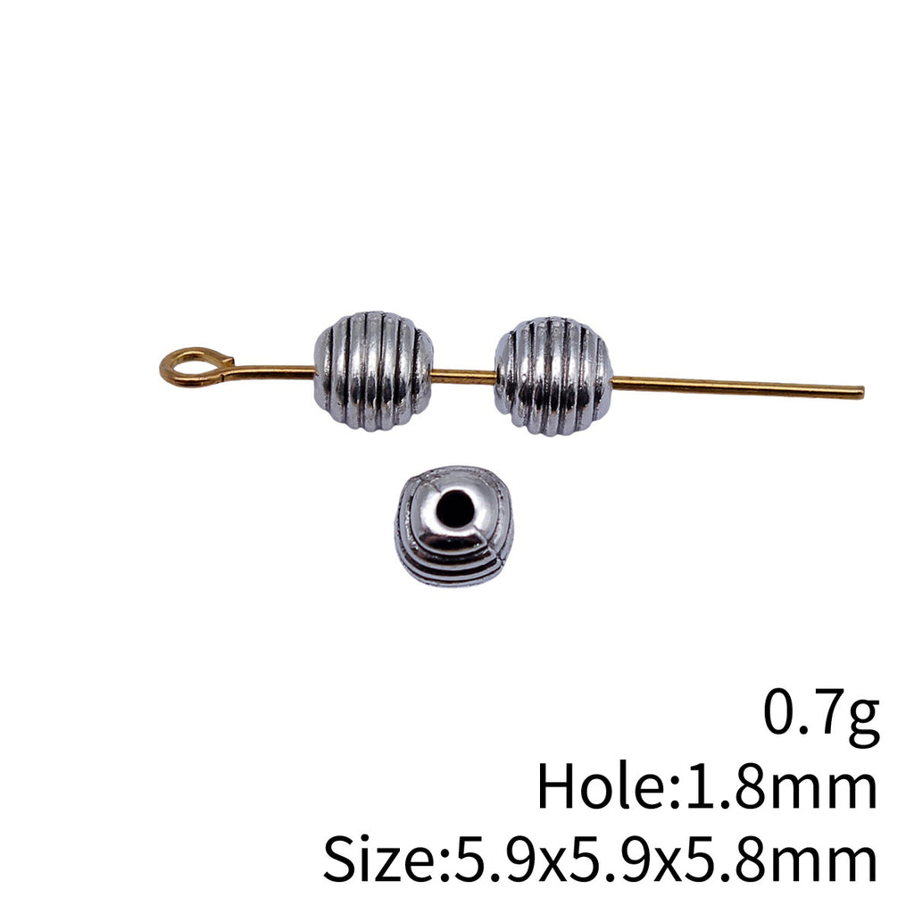 5.9x5.9x5.8mm 0.7g Antique Silver Zinc Alloy Small Hole Round Spacer Beads for DIY Bracelet Jewelry Making