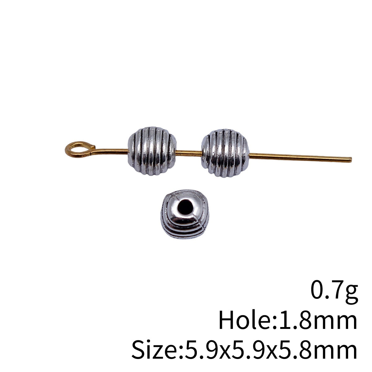 5.9x5.9x5.8mm 0.7g Antique Silver Zinc Alloy Small Hole Round Spacer Beads for DIY Bracelet Jewelry Making