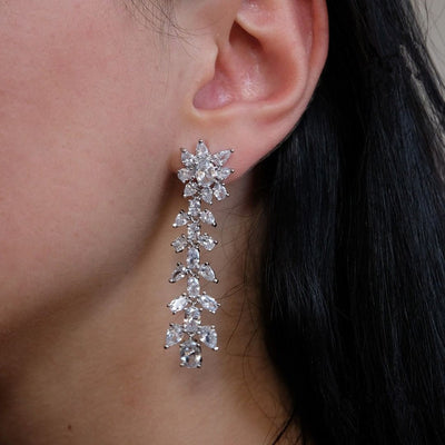 Marquise Leaf Cluster Drop Earrings front product view