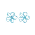 Purple Yellow Blue and Pink Open Flower Stud Earrings view 5
