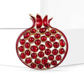 Red Cabochon Pomegranate Brooch With Textured Gold Tone Leaves view 2