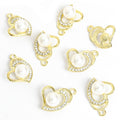 Pearl Center Crystal Heart Charms in Gold and Silver Tones view 6