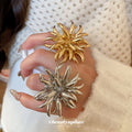 Oversized Metal Spiky Flower Open Statement Ring 2 Tones view 3