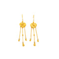 Gold Good Fortune Medallion Long Chain Tassel Earrings view 5