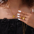 Gold Irregular Organic Disc Pendant Necklace Box Chain view 3