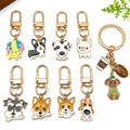 Eight Colorful Dog Breed Metal Clasp Keychain Designs view 2