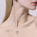 Silver Tone Mom Heart Clear Crystal Pendant Necklace view 3