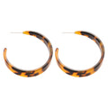 Tortoiseshell Pattern Open Hoop Stud Earrings With Slim Profile view 5