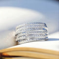 Silver Tone Layered Wide Band Ring with Rows of Clear Stones view 3
