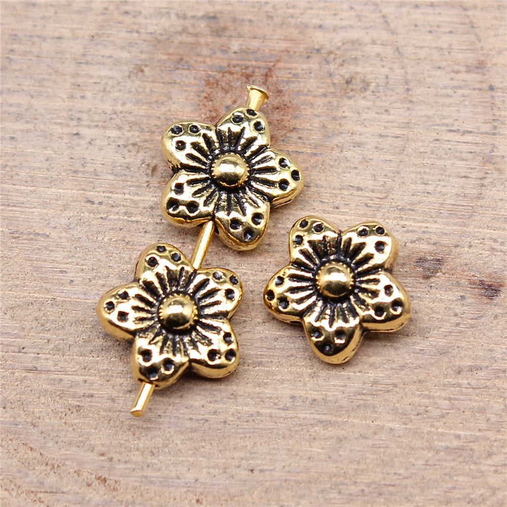 8x8x4mm 0.7g Antique Silver Zinc Alloy Flower Loose Metal Beads for DIY Bracelet Necklace Making