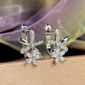 CZ Marquise Flower Leaf Huggie Hoop Earrings Alloy view 2
