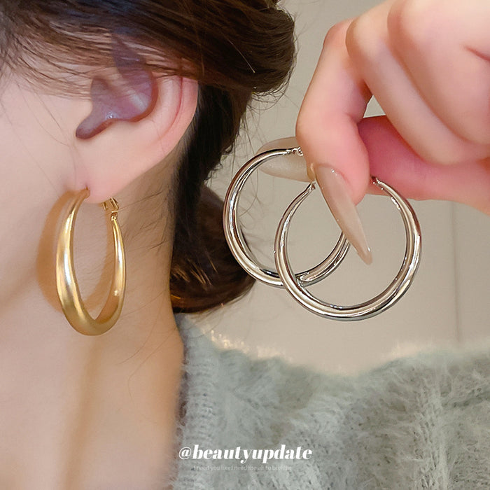 Rounded Hoop Clip Earrings in Gold and Silver Tone