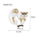 Black Gold Tone Cat Crystal Enamel Two Designs Metal Brooch Pin view 2