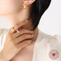 Fluted C-Shape Mini Hoop Earrings Gold and Steel Pair view 3