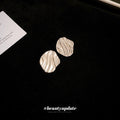Silver Tone Wavy Irregular Disc Stud Earrings Jewelry view 2