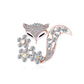 Silver Tone Fox Crystal Enamel Two Designs Metal Brooch Pin view 7