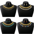 Gold Filigree Teardrop Necklace Earring Sets Four Colors view 1