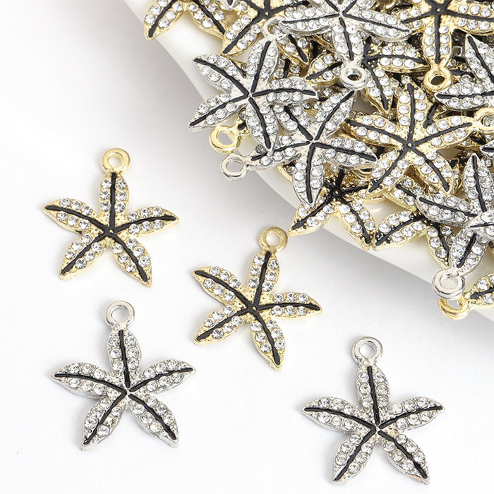 Textured Starfish Alloy Charm Pendants in Gold and Silver Tones