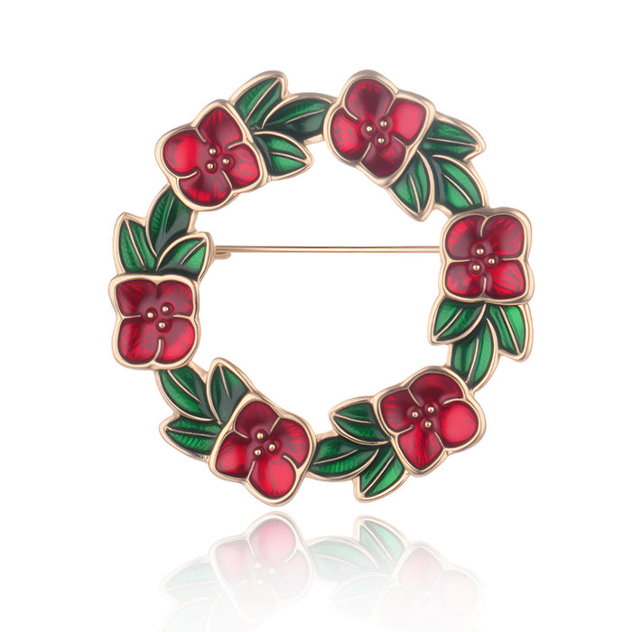Floral Wreath Wreath Enamel Two Designs Metal Brooch Pin