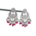Antique Silver Bell Fringe Jhumka Statement Earrings view 5