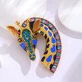 Red Gold Tone Giraffe Crystal Two Designs Metal Brooch Pin view 5