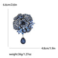 Rhinestone Peony Flower Brooch with Teardrop Pendant view 4