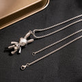 Silver Mechanical Space Rabbit Pendant Necklace Iridescent Visor view 3